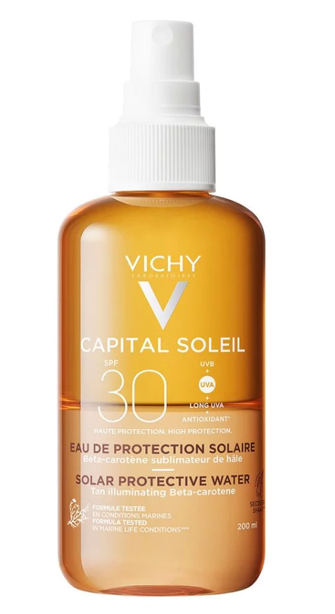 VICHY - Capital Soleil Tan Enhancing SPF30 Protective Solar Water Νερό Προστασίας Από τον Ήλιο για Λαμπερό Μαύρισμα, 200ml