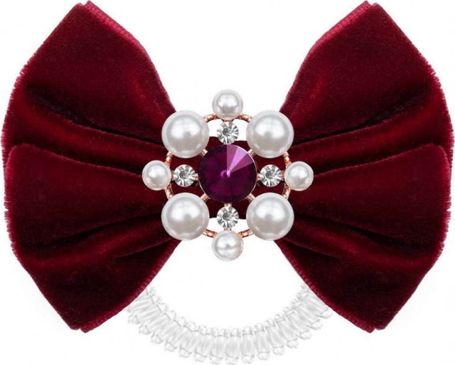 INVISIBOBBLE - Slim Bowtique British Royal Take a Bow Red Velvet & Pearls Λαστιχάκι Μαλλιών Διάφανο με Κόκκινη Κορδέλα 1τμχ