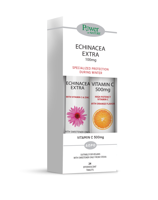 POWER HEALTH - Promo Echinacea Extra με Στέβια 20 Αναβράζοντα Δισκία - Vitamin C 500mg 20 Αναβράζοντα Δισκία