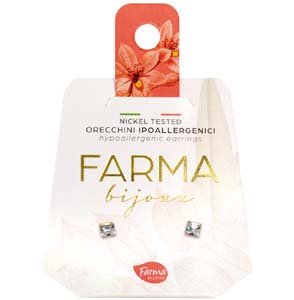 FARMA BIJOUX - Υποαλλεργικά Σκουλαρίκια Κρύσταλλα Τετράγωνα 3mm (BE14C01) 1 Ζευγάρι