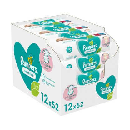 PAMPERS - Promo  Συσκευασία Μήνα Sensitive Wipes Μωρομάντηλα Ιδανικά για την Ευαίσθητη Επιδερμίδα 12x52 Τεμάχια