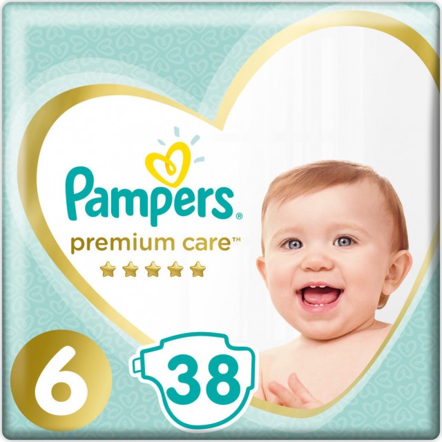 PAMPERS - Premium Care Νο6 (13+kg) Βρεφικές Πάνες 38τμχ