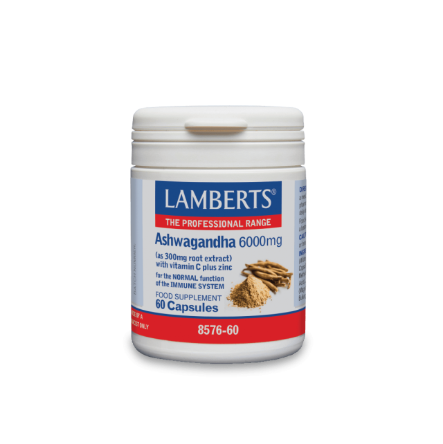 LAMBERTS - Ashwagandha 6000mg Συμπλήρωμα Διατροφή για Ενίσχυση του Ανοσοποιητικού, 60 caps