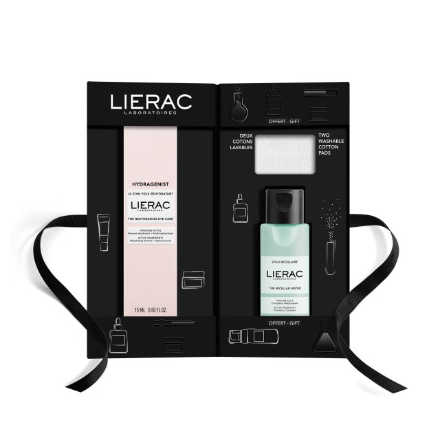 LIERAC - Promo Hydragenist The Rehydrating Eye Care Ενυδατική Κρέμα Ματιών 15ml & The Micellar Water Μικυλλιακό Νερό 50ml & Washable Cotton Pads 2 Πλενόμενοι Βαμβακεροί Δίσκοι