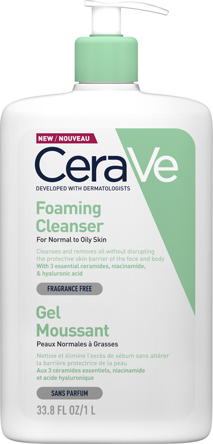 CERAVE - Foaming Cleanser for Normal to Oily Skin Τζελ Καθαρισμού για Κανονική έως Λιπαρή Επιδερμίδα 1lt