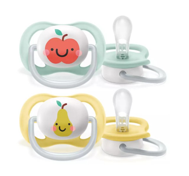 AVENT - Ultra Air Happy Πιπίλες Σιλικόνης 0-6m+ Μήλο- Αχλάδι SCF080/17 2τμχ