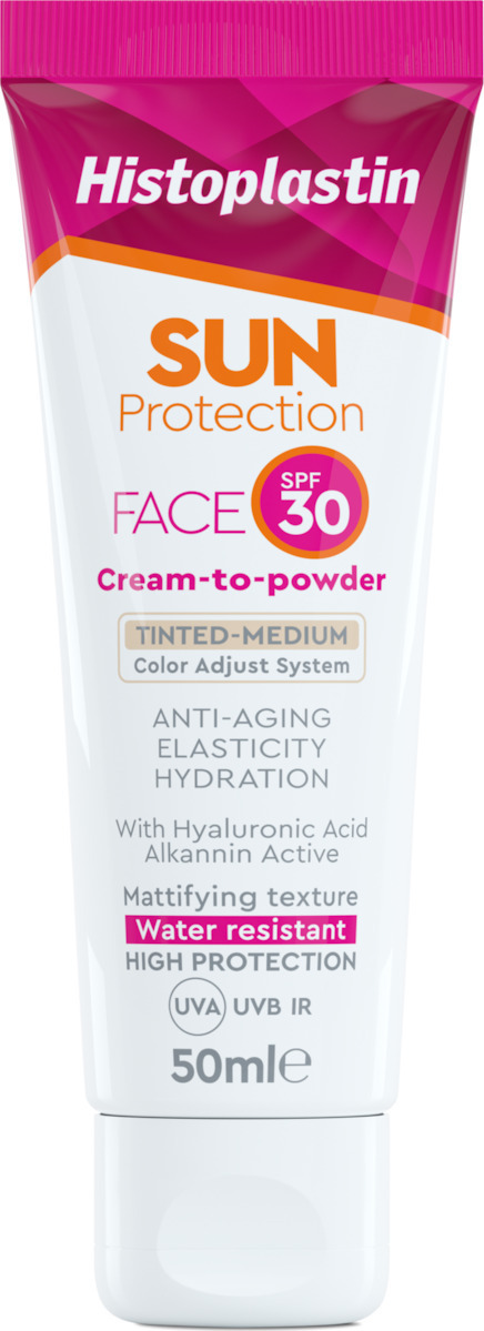 HISTOPLASTIN - Sun Protection Tinted Face Cream to Powder Medium SPF30 Αντηλιακή Κρέμα Προσώπου με Χρώμα για Καθημερινή Χρήση, 50ml