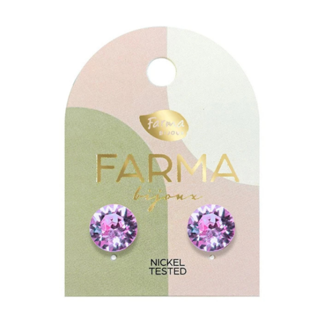 FARMA BIJOUX - Υποαλλεργικά Σκουλαρίκια Κρύσταλλο Βιολετί 1 Ζευγάρι