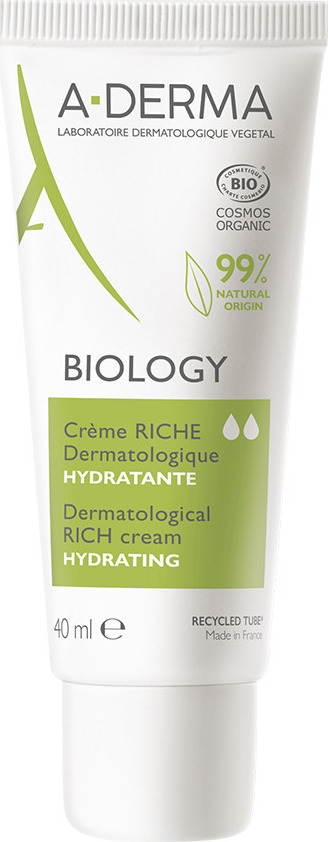 A-DERMA - Biology Creme Riche Hydratante, Πλούσια Ενυδατική Κρέμα Προσώπου 40ml