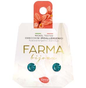 FARMA BIJOUX - Υποαλλεργικά Σκουλαρίκια Ζιργκόν Μπλέ 6,2mm (BE65C229) 1 Ζευγάρι