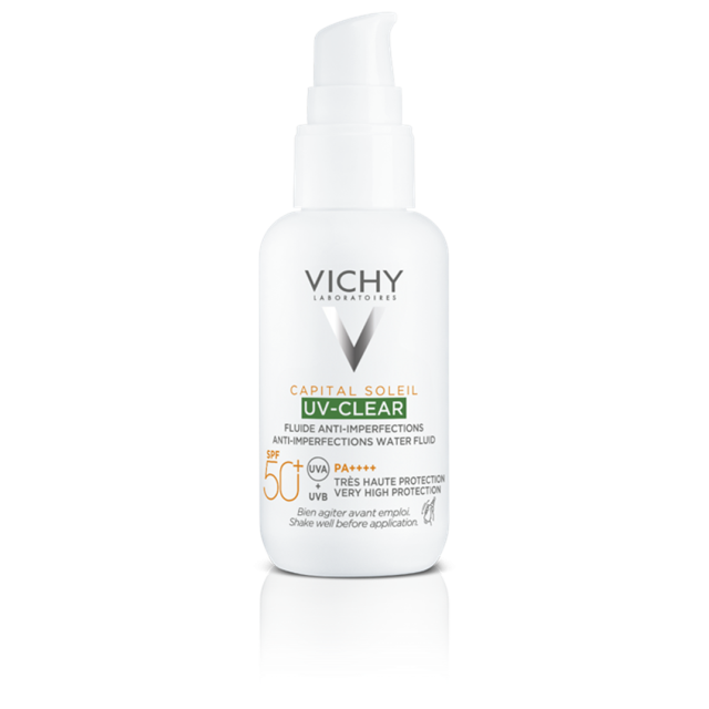 VICHY - Capital Soleil UV-Clear SPF50+ Λεπτόρρευστο Αντιηλιακό Προσώπου Κατά των Ατελειών & της Λιπαρότητας 40ml