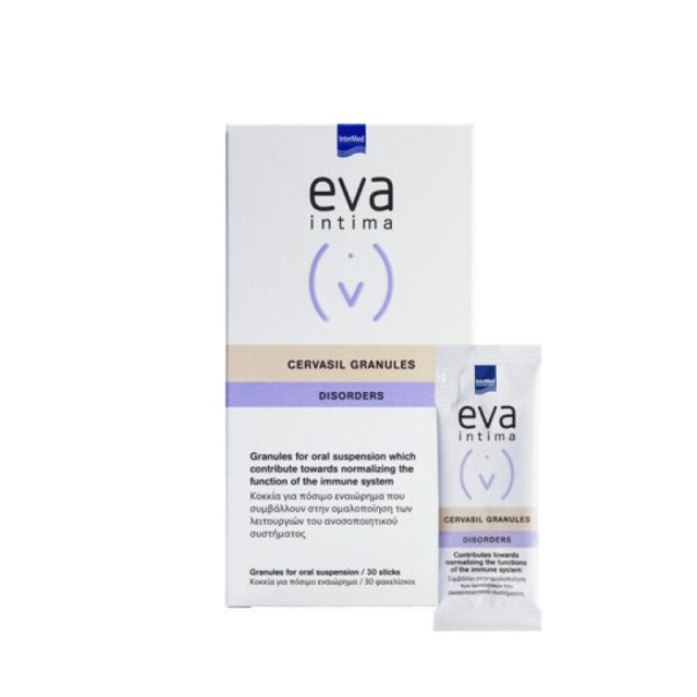 INTERMED - EVA Intima Cervasil Granules Συμπλήρωμα Διατροφής σε Κοκκία για Πόσιμο Εναιώρημα με Ανοσοτροποποιητική Δράση 30 sticks