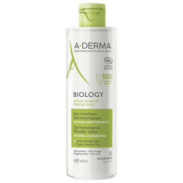 A-DERMA -  Biology Eau Micellaire Dermatologique Νερό Ντεμακιγιάζ για Πρόσωπο & Μάτια για Κανονική/Μικτή Επιδερμίδα, 400ml