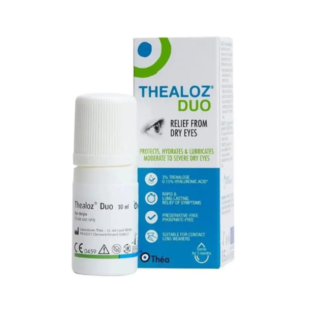 THEALOZ - Duo Οφθαλμικές Σταγόνες Υποκατάστατο Δακρύων με Υαλουρονικό Οξύ, 10ml