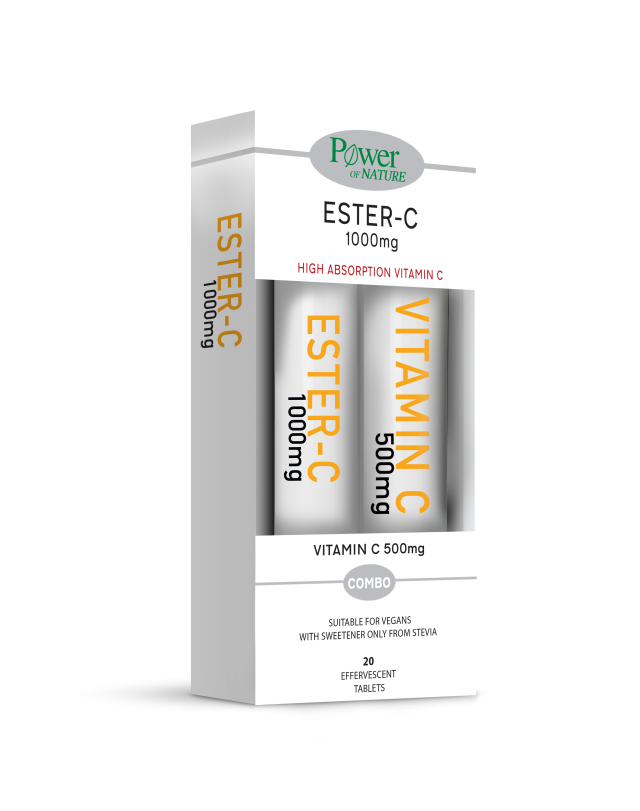 POWER HEALTH - Promo Ester-c 1000MG Με Στέβια Αναβράζουσα Βιταμίνη C με Γεύση Πορτοκάλι 20S EFF. PR + Δώρο Vitamin C 500MG Αναβράζουσα Βιταμίνη C με Γεύση Πορτοκάλι 20S EFF