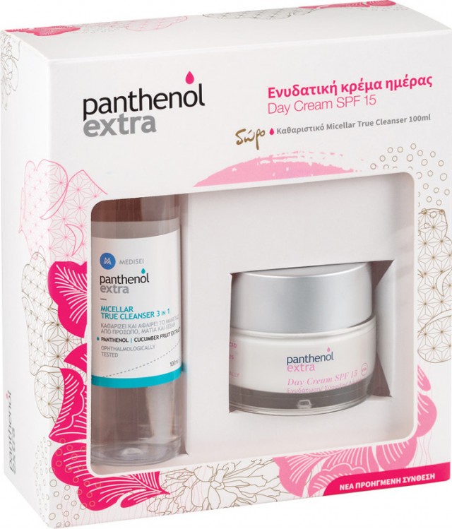 PANTHENOL EXTRA - Promo Day Cream SPF15 Ενυδατική Κρέμα Ημέρας με Δείκτη Προστασίας 50ml - ΔΩΡΟ Micellar True Cleanser 3 in 1 Καθαριστικό Προσώπου 100ml