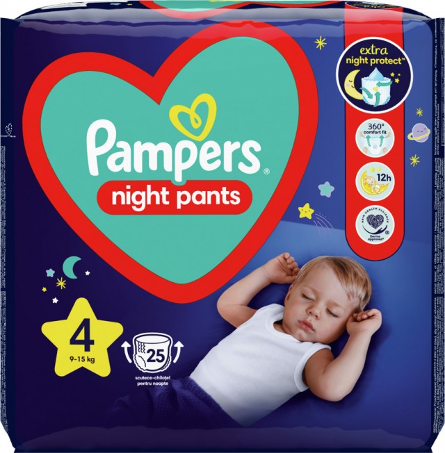 PAMPERS - Night Pants Νο4 (9kg-15kg) - Πάνες - Βρακάκια 25Τμχ