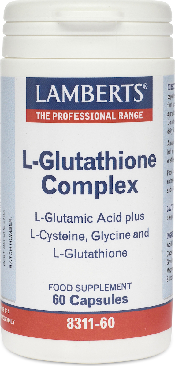 LAMBERTS - L-Glutathione Complex Σύμπλεγμα Γλουταθιόνης Βοηθάει Το Ήπαρ Να Λειτουργεί Ως Όργανο Αποτοξίνωσης, 60 Κάψουλες
