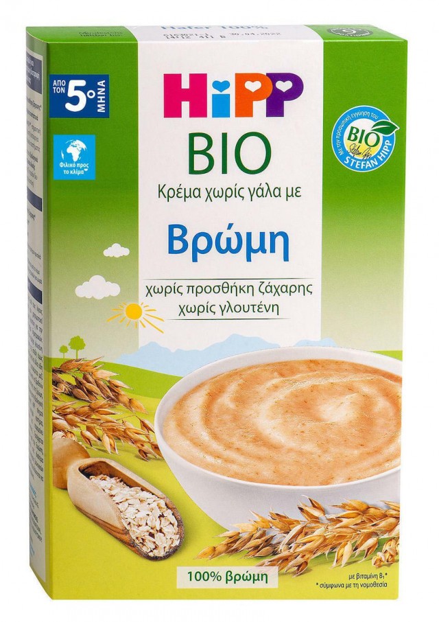 HIPP - Κρέμα Βρώμη Χωρίς Γάλα Από Τον 5ο Μήνα 200gr