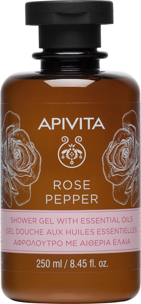 APIVITA - Rose Pepper Shower Gel Αφρόλουτρο Με Αιθέρια Έλαια 250ml