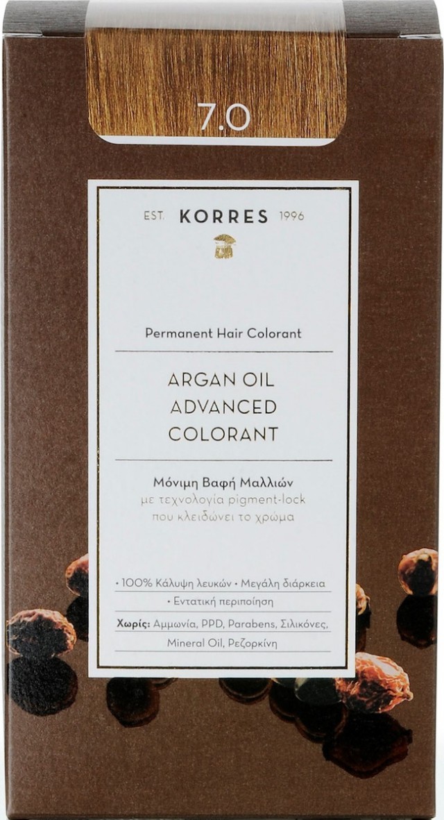 KORRES - Argan Oil Advanced Colorant Βαφή Μαλλιών 7.0 Ξανθό 50ml