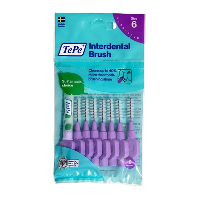 TEPE - Interdental Brush Original Size 6 Purple 1.1mm Μεσοδόντια Βουρτσάκια Νούμερο 6 1.1mm Μωβ 8τμχ