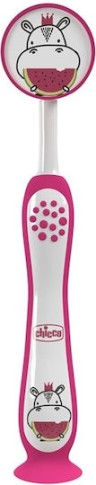 CHICCO - Hippo Παιδική οδοντόβουρτσα Ιδανική για τα Πρώτα Δόντια 3-6 ετών 1 Τεμάχιο Ροζ