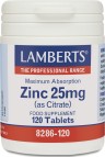 LAMBERTS - Zinc Citrate 25mg Συμπλήρωμα Ψευδάργυρου, 120 tabs
