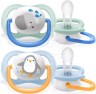 AVENT - Ultra Air Animals Πιπίλες Σιλικόνης 0-6m+  Πολύχρωμο SCF080/11 2τμχ