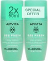 APIVITA - Bee Fresh 24H Deodorant Microbiome Respect Αποσμητικό Roll On 24ωρης Προστασίας με Πρόπολη & Προβιοτικά 2x50ml