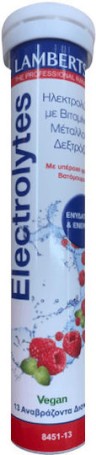 LAMBERTS - Electrolytes Bluberry Ηλεκτρολύτες για Ενυδάτωση & Ενέργεια με Γεύση Βατόμουρο 13 Αναβράζοντα Δισκία