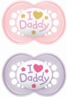 MAM - Ορθοδοντικές Πιπίλες Σιλικόνης I Love Mummy & Daddy για 16+μηνών 265SG2 Μωβ 2τμχ