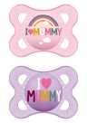 MAM - Ορθοδοντικές Πιπίλες Σιλικόνης I Love Mummy & Daddy για 2-6 μηνών 115SG1 Ροζ 2τμχ