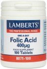 LAMBERTS - Folic Acid 400mg - Συμπλήρωμα Διατροφής με Φολικό Οξύ 100 Ταμπλέτες