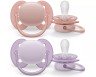 AVENT - Ultra Soft Ορθοδοντικές Πιπίλες Σιλικόνης 0-6m+ Σομόν / Λιλά SCF091/31 2τμχ