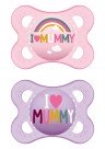 MAM - Ορθοδοντικές Πιπίλες Σιλικόνης I Love Mummy & Daddy για 2-6 μηνών 115SG1 Ροζ 2τμχ