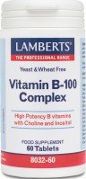 LAMBERTS - Vitamin B 100 Complex Συμπλήρωμα Διατροφής για Υγιές Νευρικό και Πεπτικό Σύστημα 60 Ταμπλέτες