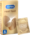 DUREX - Real Feel Προφυλακτικά Πολύ Λεπτά Χωρίς Λάτεξ  6τμχ