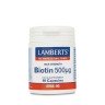 LAMBERTS - Biotin 500mcg - Βιοτίνη Για Δέρμα, Νύχια και Μαλλιά, 90 Κάψουλες